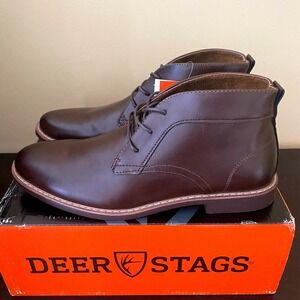 Deer‎ Stags Mens Gorp Chukka Boots Dark Brown Plain Toe Lace Up Ankle Boots NEW
